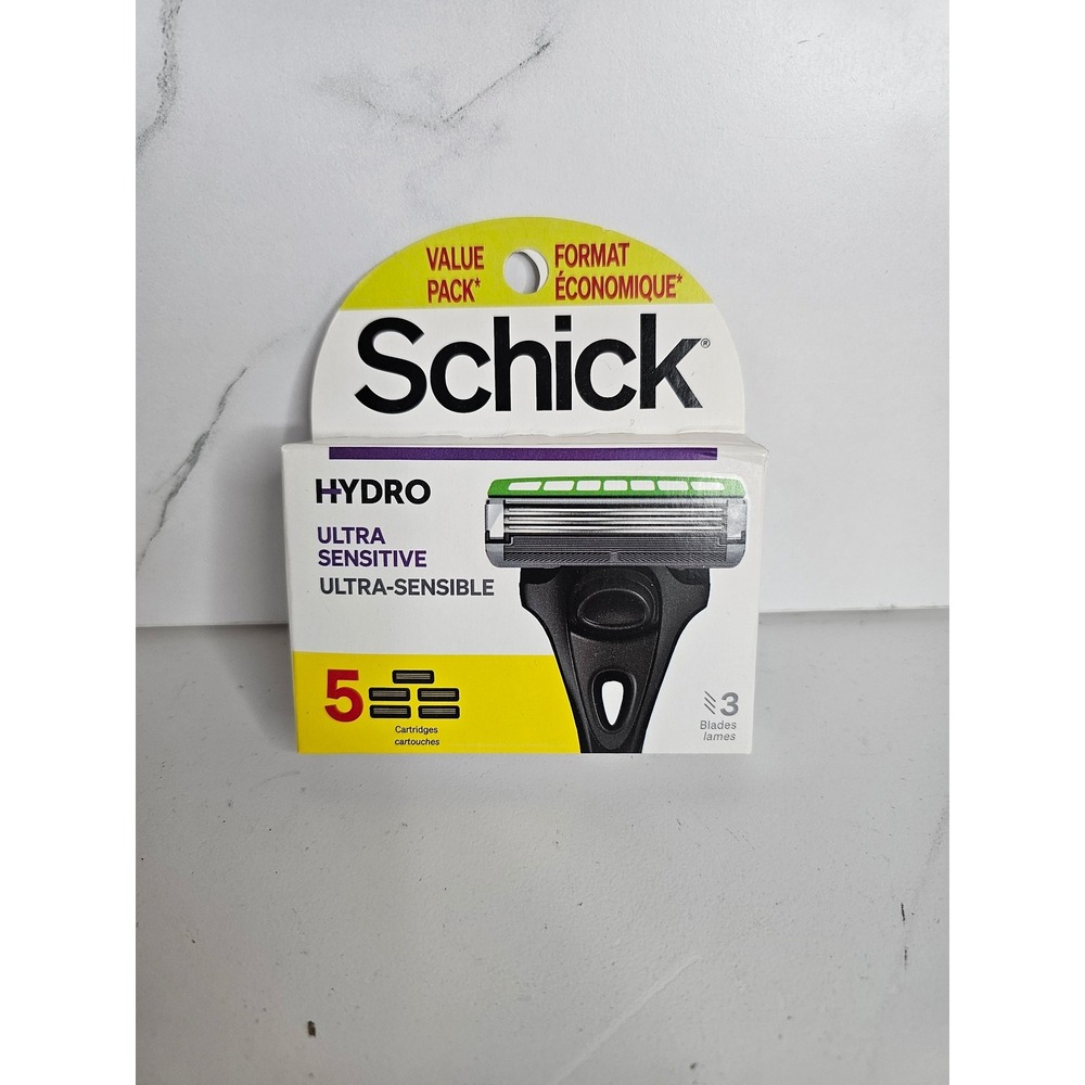 Schick Hydro Ultra Sensitive 5 Blade Razor Cartridge Refills 5 Count Value Pack